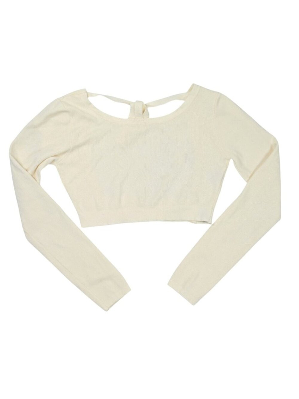 Aya Muse Long Sleeve Open Back Crop Top in White